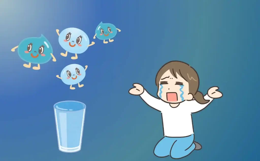 コップに注がれた水素水から水素が抜けていっている