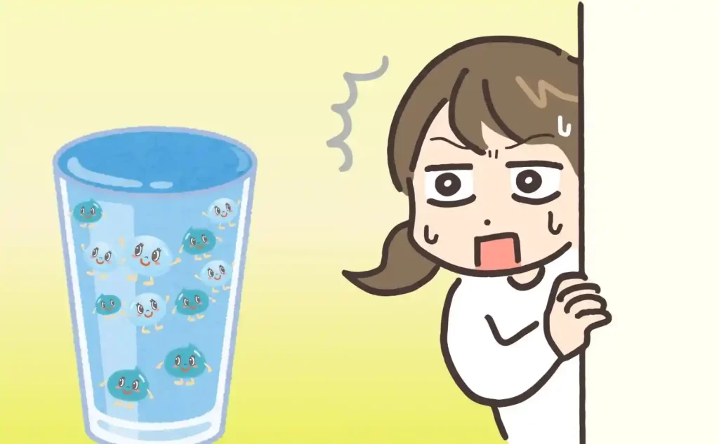 水素が抜けにくい水素水に驚く女性